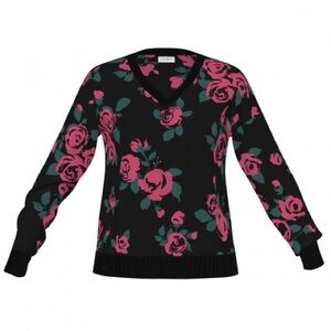 LuLaRoe Torrie - Black and Pink Floral V-Neck Sweater